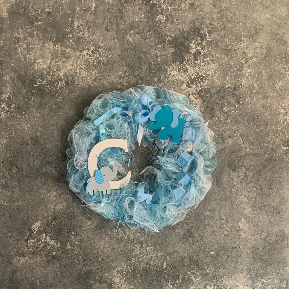👶🏾👶🏼👶Homemade Mesh Baby Boy Wreath